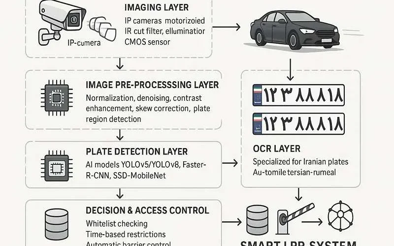معماری دوربین های پلاک خوان هوشمند در مدیریت پارکینگ