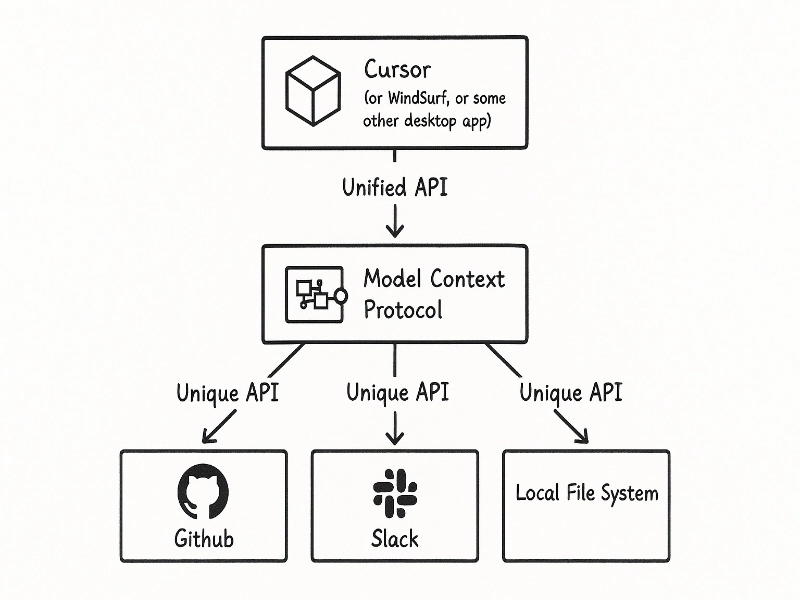 توضیح مختصر از شمای کلی MCP پروتکل زمینه مدل شماتیک نحوه کار